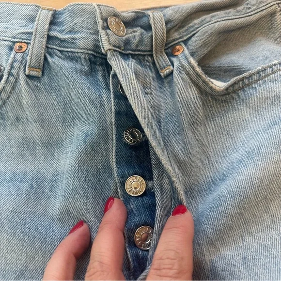 AGOLDE Jeans Size 27 Riley Cropped High Rise Straight Leg Button Fly Organic - Picture 3 of 11